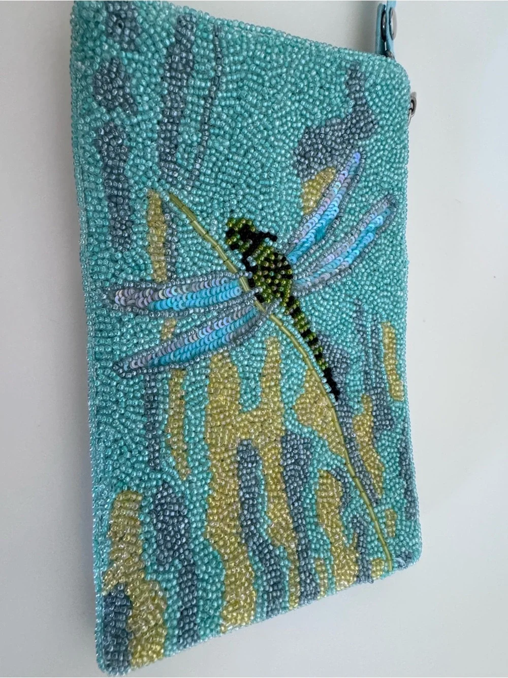 Bamboo Trading Co Beaded Dragonfly Crossbody Bag Y2K Boho Fairycore Aqua Purse